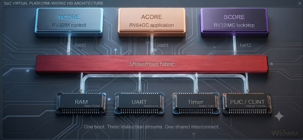 Three RISC-V cores, one boot, one fabric